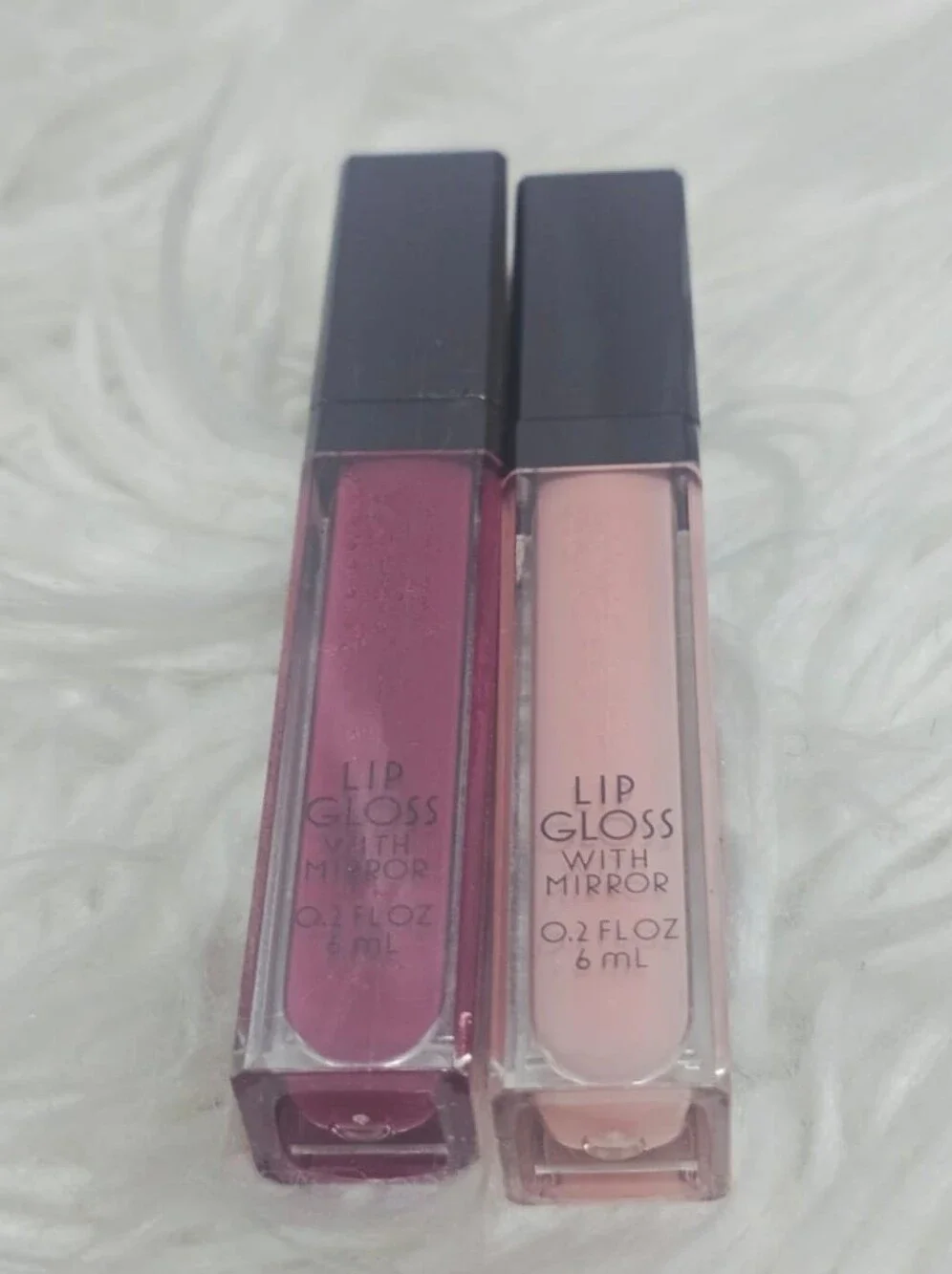 Fantasia Glass-Like Lip Gloss with Mirror Set of 2 Mauve and Nude Color